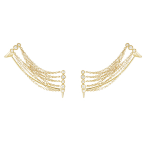 עגיל מטפס 'סילק' בזהב צהוב ויהלומים עגיל מטפס 'סילק' בזהב צהוב ויהלומים