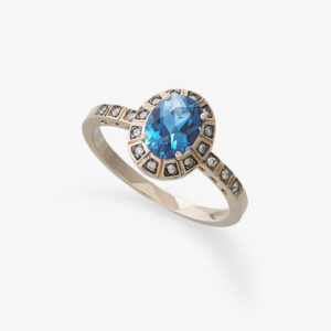 טבעת זהב אצילי, טופז כחול ויהלומים ARENA קטנה