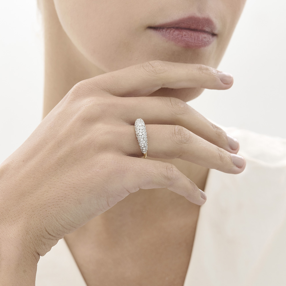 טבעת זהב צהוב ויהלומים METEOROS