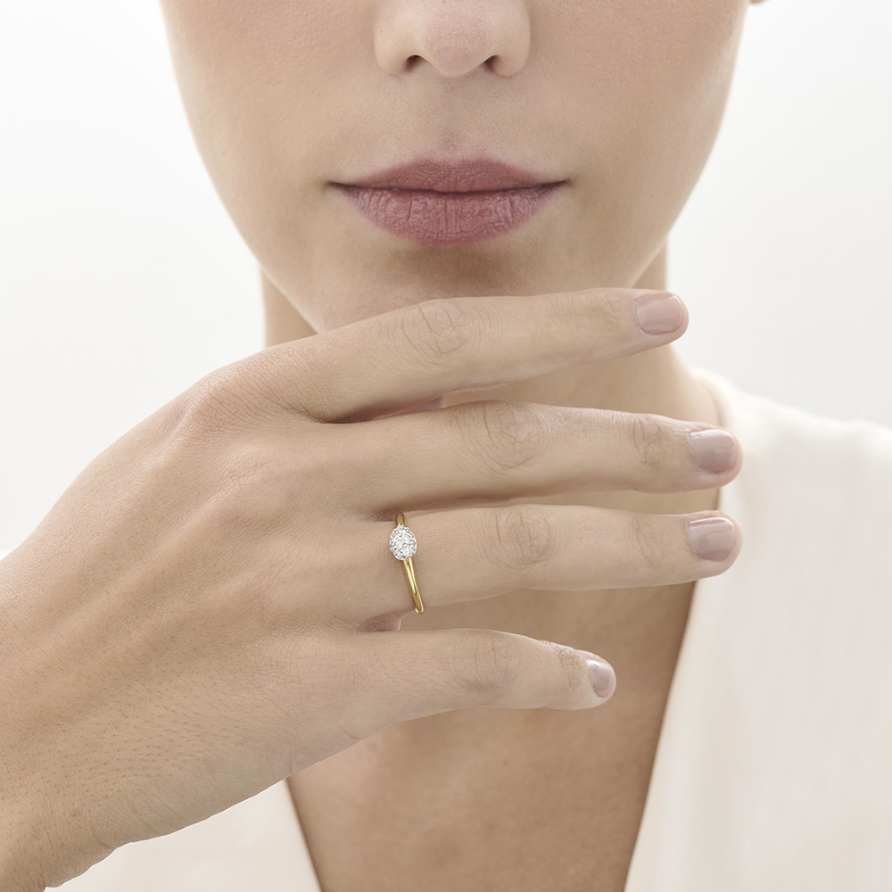 טבעת זהב צהוב ויהלומים METEOROS