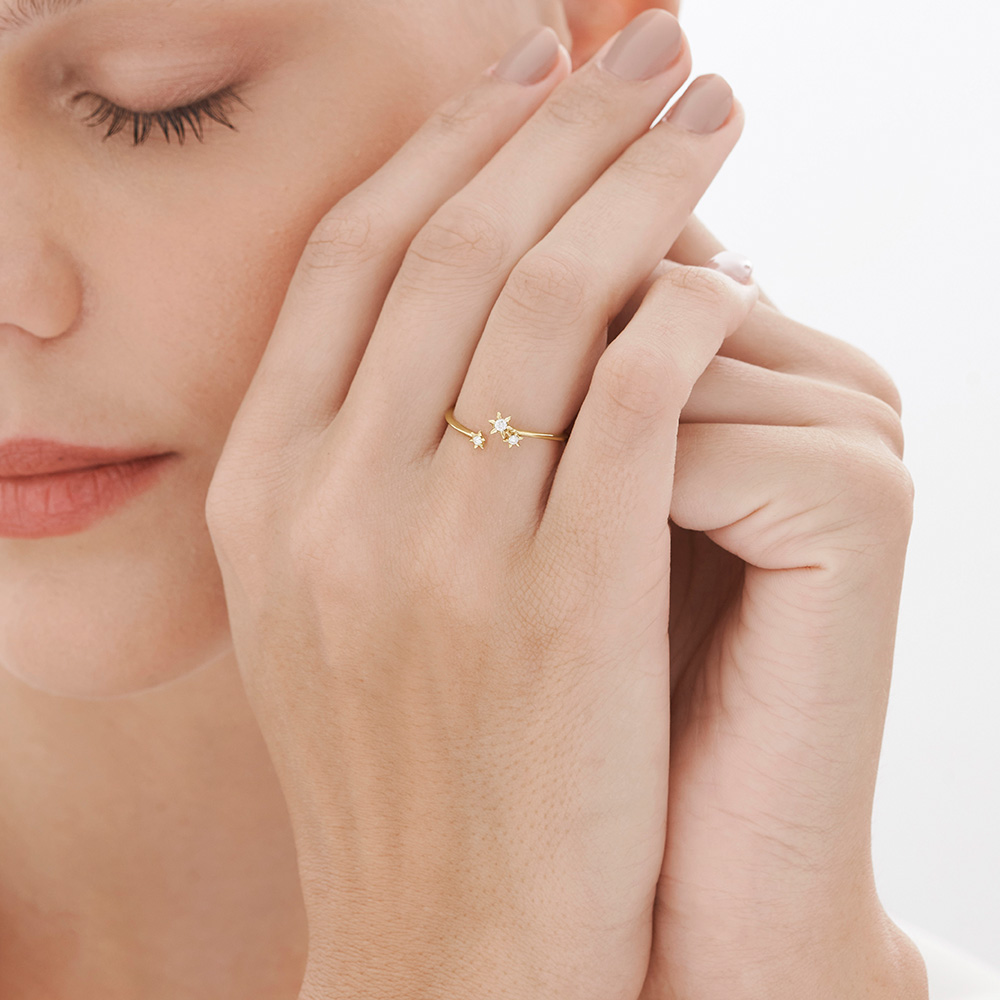 טבעת זהב צהוב ויהלומים MYCOLLECTION