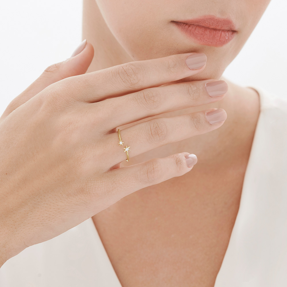 טבעת זהב צהוב ויהלומים MYCOLLECTION