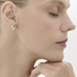 עגילי זהב צהוב ויהלומים METEOROS