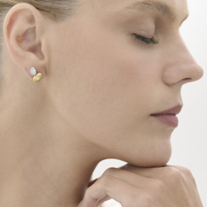 עגילי זהב צהוב ויהלומים METEOROS