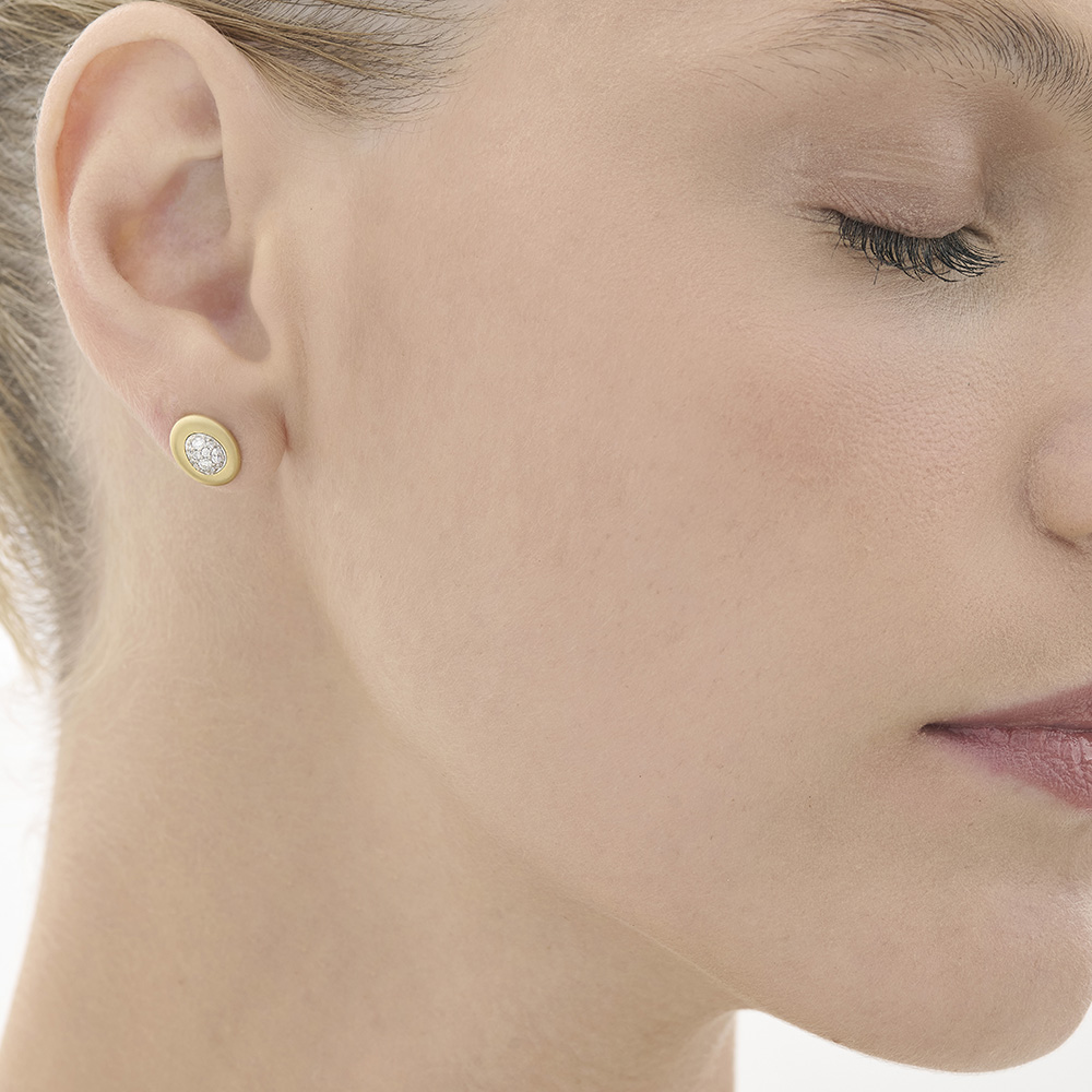 עגילי זהב צהוב ויהלומים METEOROS