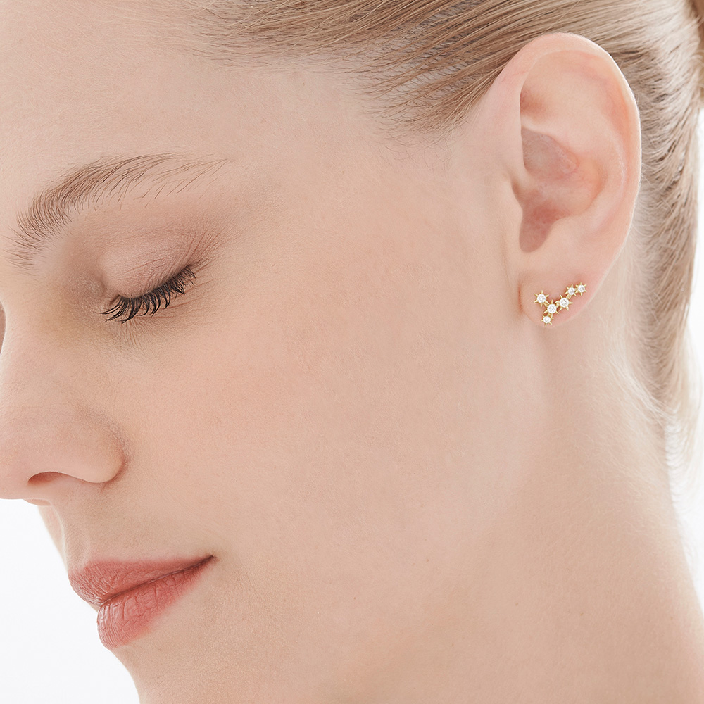 עגילי זהב צהוב ויהלומים MYCOLLECTION