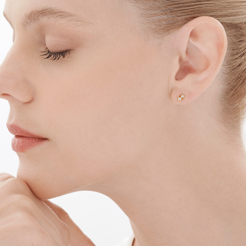 עגילי זהב צהוב ויהלומים MYCOLLECTION