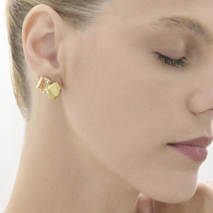 עגילי זהב צהוב וסיטרין METEOROS