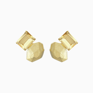 עגילי זהב צהוב וסיטרין METEOROS