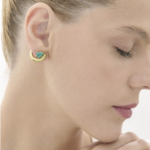 עגילי זהב צהוב ואמרלד METEOROS