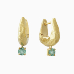 עגילי זהב צהוב ואמרלד METEOROS