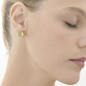 עגילי זהב צהוב ואמרלד METEOROS